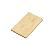 Флешка в виде деревянной карточки с выдвижным механизмом, 16 Гб, натуральный