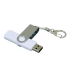 Флешка с  поворотным механизмом, c дополнительным разъемом Micro USB, 64 Гб, белый, белый/серебристый, пластик