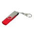 Флешка с  поворотным механизмом, c дополнительным разъемом Micro USB, 32 Гб, красный, красный/серебристый, пластик/металл