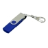 Флешка с  поворотным механизмом, c дополнительным разъемом Micro USB, 16 Гб, синий, синий, пластик/металл