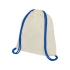 Рюкзак со шнурком Oregon, имеет цветные веревки, изготовлен из хлопка 100 г/м², бежевый/синий, бежевый/синий, хлопок 100 г/м2