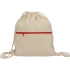 Рюкзак-мешок хлопковый Lark с цветной молнией, натуральный/красный, натуральный/красный, 100% хлопок