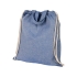 Рюкзак со шнурком Pheebs из 150 г/м2 переработанного хлопка, синий меланж, синий меланж, переработанный хлопок