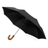 Зонт складной Cary, полуавтоматический, 3 сложения, с чехлом, черный, черный, купол- эпонж, каркас-сталь, спицы- фибергласс, ручка-дерево