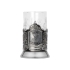 Подстаканник с хрустальным стаканом и ложкой Нефтяной, серебристый/прозрачный, прозрачный, серебристый, хрусталь, металл