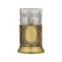 Подстаканник с хрустальным стаканом Базовый-Л, золотистый/прозрачный, золотистый/прозрачный, латунь/хрусталь