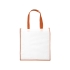 Большая контрастная нетканая сумка-тоут для покупок, белый/оранжевый, нетканый полипропилен