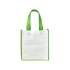 Небольшая контрастная нетканая сумка-тоут для покупок, белый/зеленый, нетканый полипропилен