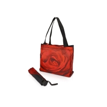 Набор «Роза»: зонт складной полуавтоматический и сумка для шопинга