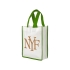 Небольшая контрастная нетканая сумка-тоут для покупок, белый/зеленый, нетканый полипропилен