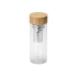 Стеклянный термос из стекла с двойными стенками и ситечком 320 мл Badachu в чехле, прозрачный, бутылка- прозрачный, натуральный, серебристый, чехол- серый, бутылка- боросиликатное стекло, бамбук, металл, чехол- неопрен