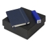 Подарочный набор To go с блокнотом и зарядным устройством, синий, синий, блокнот - картон с покрытием из полиуретана, имитирующего кожу, портативное зарядное устройство - металл