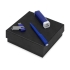 Подарочный набор On-the-go с флешкой, ручкой и зарядным устройством, синий, синий, ручка шариковая - пластик, usb-флешка - пластик с покрытием soft-touch\металл, портативное зарядное устройство - пластик