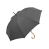 Зонт-трость Okobrella с деревянной ручкой и куполом из переработанного пластика, серый, серый, купол - эпонж из переработанного пластика, стекловолокно, ручка - натуральное дерево