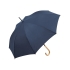 Зонт-трость 1134 Okobrella с деревянной ручкой и куполом из переработанного пластика, navy, navy, купол - эпонж из переработанного пластика, стекловолокно, ручка - натуральное дерево