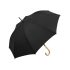 Зонт-трость Okobrella с деревянной ручкой и куполом из переработанного пластика, черный, черный, купол - эпонж из переработанного пластика, стекловолокно, ручка - натуральное дерево