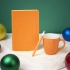 Подарочный набор HAPPINESS: блокнот, ручка, кружка, оранжевый, оранжевый, разные материалы