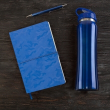 Набор подарочный SUNSHINE: бутылка для воды, бизнес-блокнот, ручка, коробка со стружкой, синий