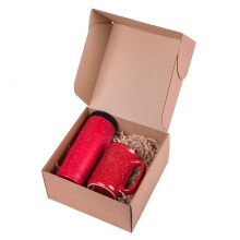 Набор подарочный STARLIGHT: термокружка, кружка, коробка со стружкой, красный
