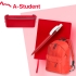 Набор подарочный A-STUDENT: бизнес-блокнот, ручка, ланчбокс, рюкзак, красный, красный, разные материалы