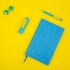 Набор COLORSPRING: аккумулятор, ручка, бизнес-блокнот, коробка со стружкой, голубой/желтый, голубой, желтый, разные материалы