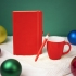 Подарочный набор HAPPINESS: блокнот, ручка, кружка, красный, красный, разные материалы