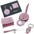 Набор: брелок, визитница, зеркало и подвеска для мобильного телефона, розовый, искуccтвенная кожа