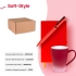 Набор подарочный SOFT-STYLE: бизнес-блокнот, ручка, кружка, коробка, стружка, красный, красный, разные материалы