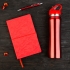 Набор подарочный SUNSHINE: бутылка для воды, бизнес-блокнот, ручка, коробка со стружкой, красный, красный, разные материалы