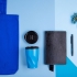 Набор подарочный VIBES4HIM: бизнес-блокнот, ручка, термокружка, сумка, черный, голубой, разные материалы