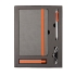 Набор  FANCY: универсальное зарядное устройство(2200мAh), блокнот и ручка в подарочной коробке, серый, оранжевый, разные материалы