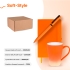 Набор подарочный SOFT-STYLE: бизнес-блокнот, ручка, кружка, коробка, стружка, оранжевый, оранжевый, разные материалы