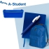 Набор подарочный A-STUDENT: бизнес-блокнот, ручка, ланчбокс, рюкзак, синий, синий, разные материалы