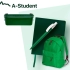 Набор подарочный A-STUDENT: бизнес-блокнот, ручка, ланчбокс, рюкзак, зеленый, зеленый, разные материалы