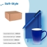 Набор подарочный SOFT-STYLE: бизнес-блокнот, ручка, кружка, коробка, стружка, синий, синий, разные материалы