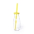 Бутылка ABALON с трубочкой, 320 мл, прозрачный, желтый, стекло, металл