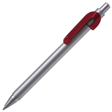 SNAKE, ручка шариковая, серебристый корпус, бордовый клип