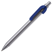SNAKE, ручка шариковая, серебристый корпус, синий клип