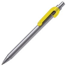 SNAKE, ручка шариковая, серебристый корпус, желтый клип