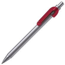 SNAKE, ручка шариковая, серебристый корпус, красный клип