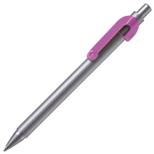 SNAKE, ручка шариковая, серебристый корпус, розовый клип
