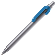 SNAKE, ручка шариковая, серебристый корпус, голубой клип