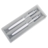 BUSINESS SET, набор: ручка шариковая и карандаш механический в футляре, белый, серебристый, металл, пластик