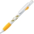 ALLEGRA, ручка шариковая, желтый/белый, пластик, белый, желтый, пластик, прорезиненная поверхность