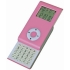 Калькулятор раздвижной с календарем и часами, розовый, пластик