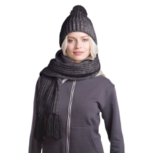 GoSnow, вязаный комплект шарф и шапка, антрацит c фурнитурой антрацит GoSnow, вязаный комплект шарф и шапка, антрацит c фурнитурой антрацит