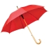 Зонт-трость с деревянной ручкой, полуавтомат, красный, нейлон, плотность 190 г/м2