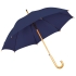 Зонт-трость с деревянной ручкой, полуавтомат, темно-синий, нейлон, плотность 190 г/м2