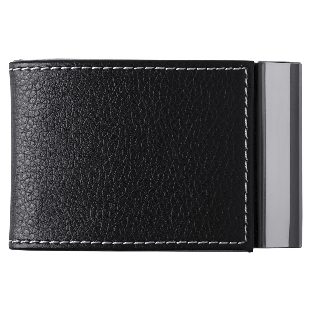 Визитница Prestige, черная с синим, , металл; искусственная кожа Визитница Prestige, черная с синим, , металл; искусственная кожа