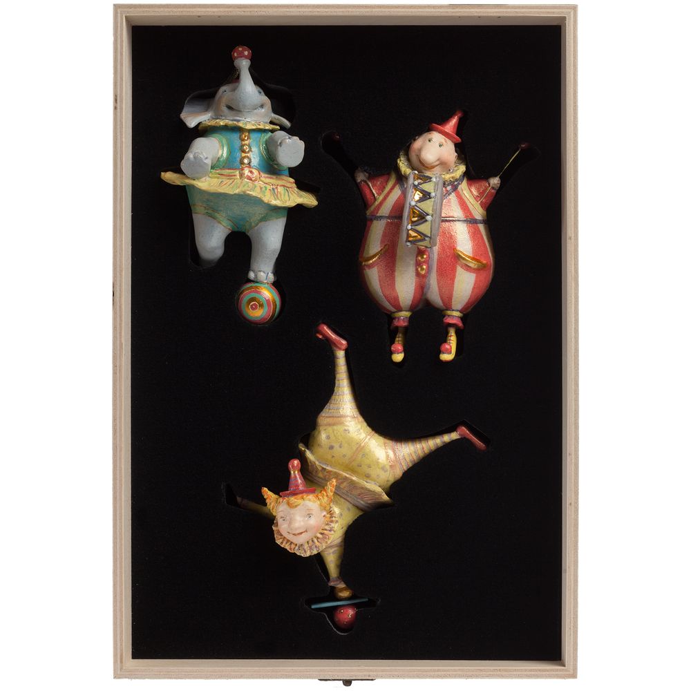 Набор из 3 елочных игрушек Circus Collection: барабанщик, акробат и слон, , 